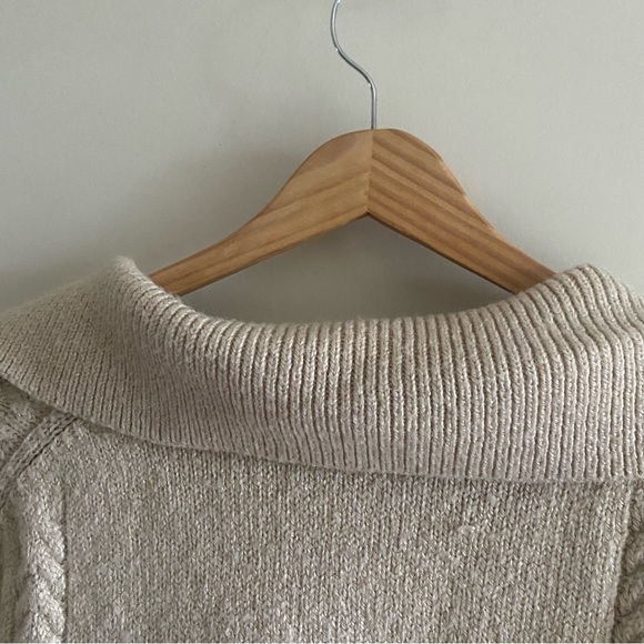 OAK + FORT Cable Knit Button Up Polo Cardigan Sweater - Picture 8 of 11